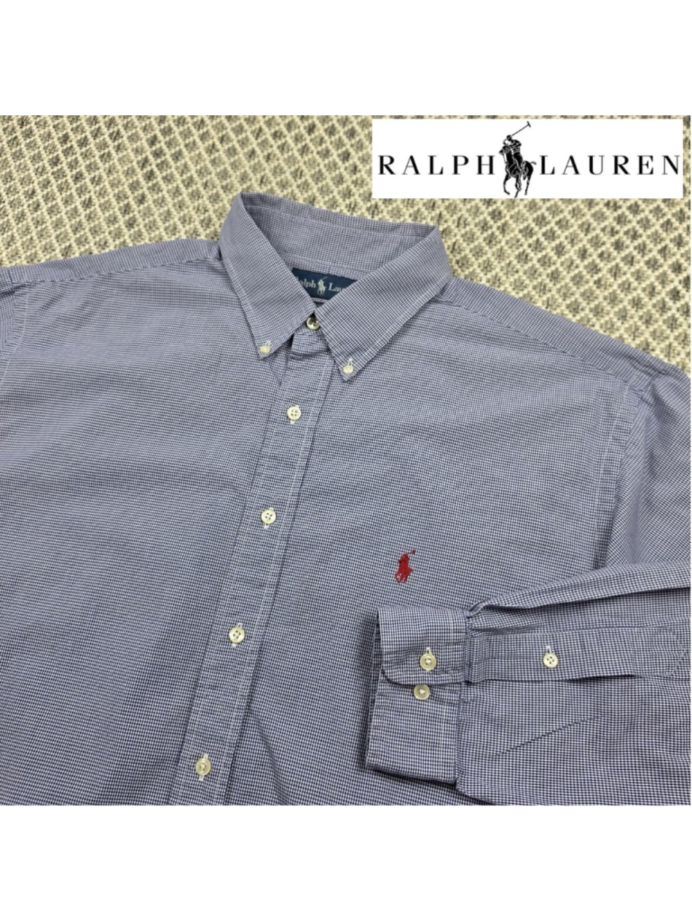 Ralph Lauren Yarmouth Button Down Shirt Mens 17.5 34/35 Blue Check Cotton